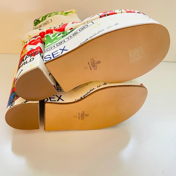 Vivienne Westwood BRAND NEW MEANINGLESS PRINT towering heels Slogan print IT37 - Picture 6 of 17